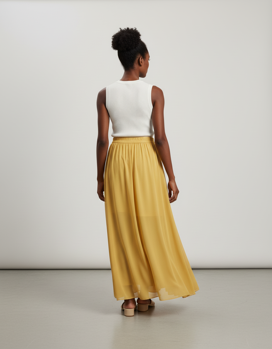 Jupe Longue Jaune Mousseline Fluide