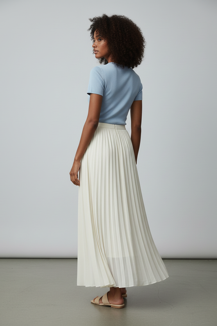 Jupe Longue Crème Fluide Élégante