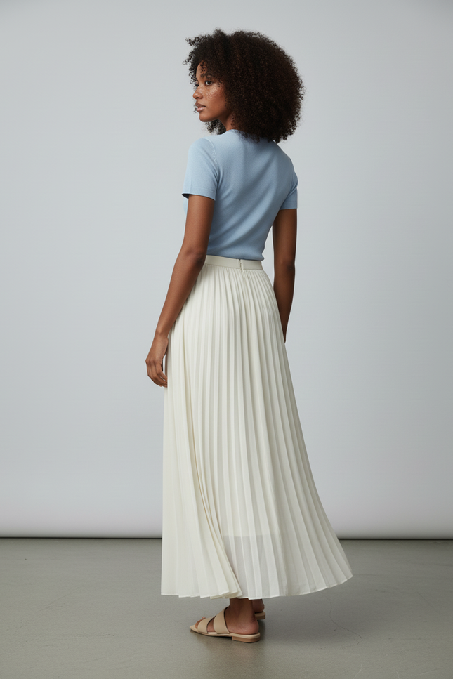 Jupe Longue Crème Fluide Élégante