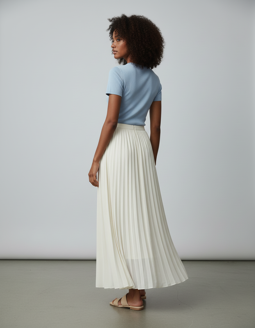 Jupe Longue Crème Fluide Élégante