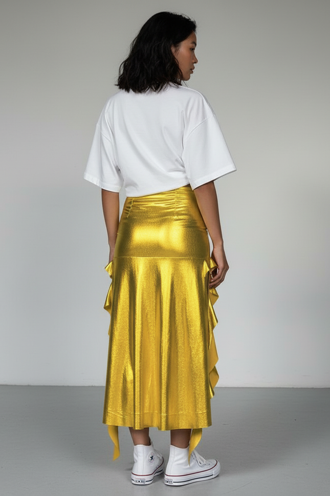 Jupe Longue Elastique Doré