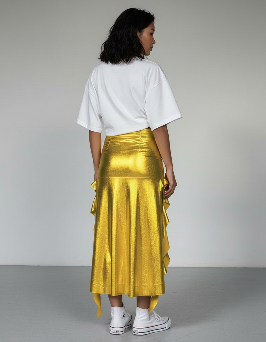 Jupe Longue Elastique Doré