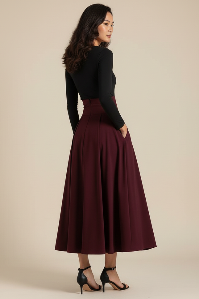 Jupe Longue Bordeaux Fluide Élégante