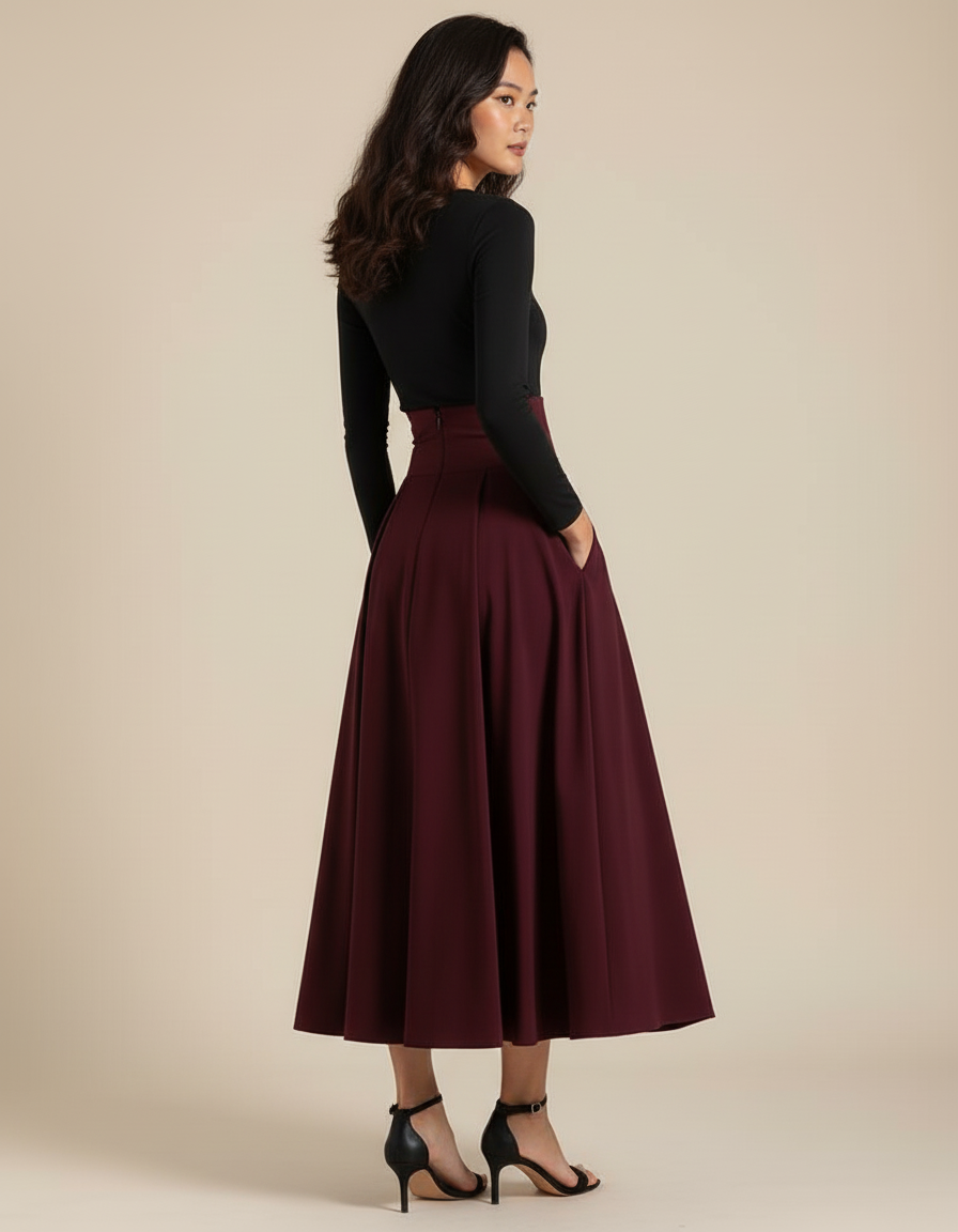 Jupe Longue Bordeaux Fluide Élégante