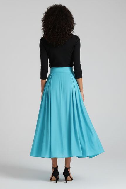 Jupe Longue Bleu Turquoise Évasée Élégante