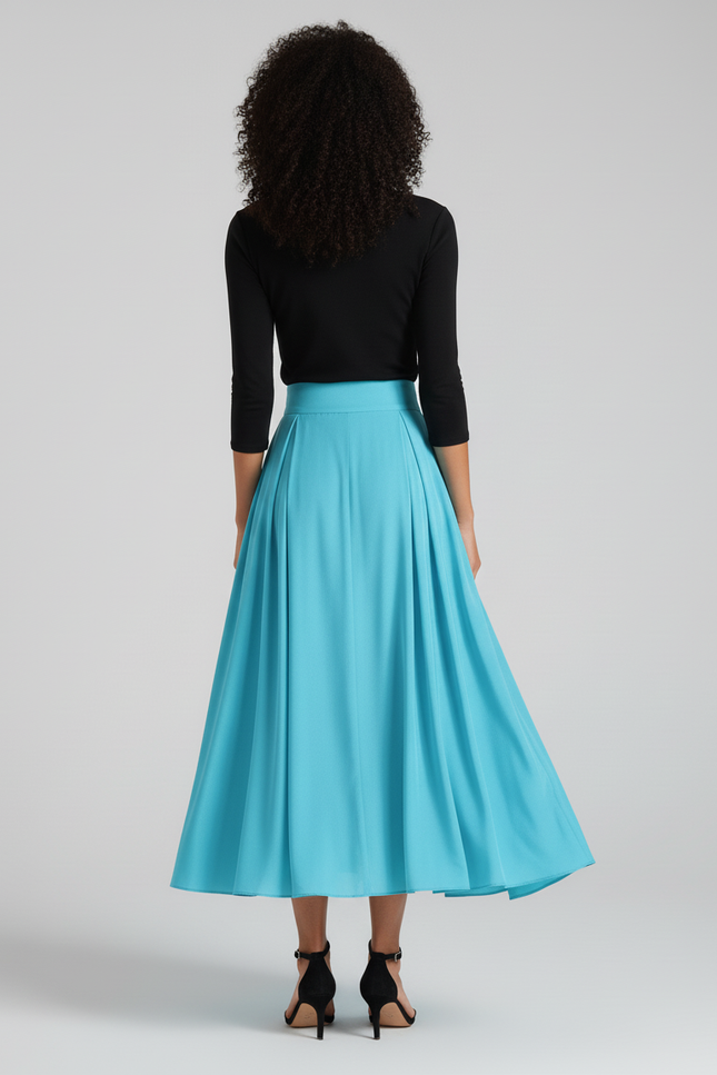 Jupe Longue Bleu Turquoise Évasée Élégante