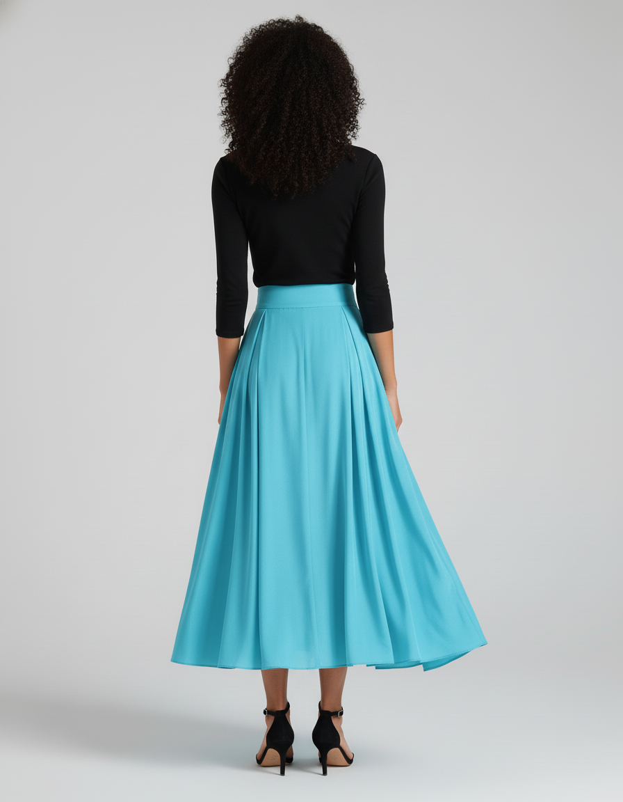 Jupe Longue Bleu Turquoise Évasée Élégante
