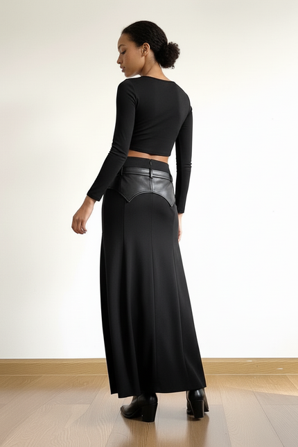 Jupe En Cuir Noir Longue