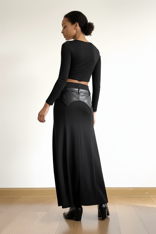 Jupe En Cuir Noir Longue