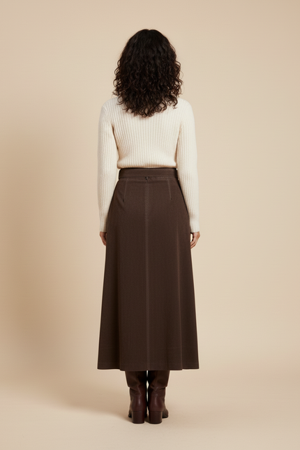 Jupe Longue Marron Daim Chic Tendance