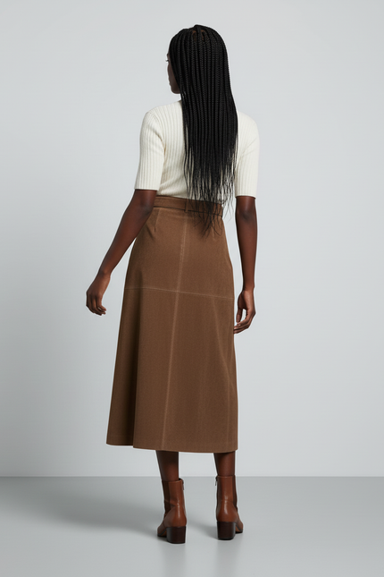 Jupe Longue Daim Marron Élégante