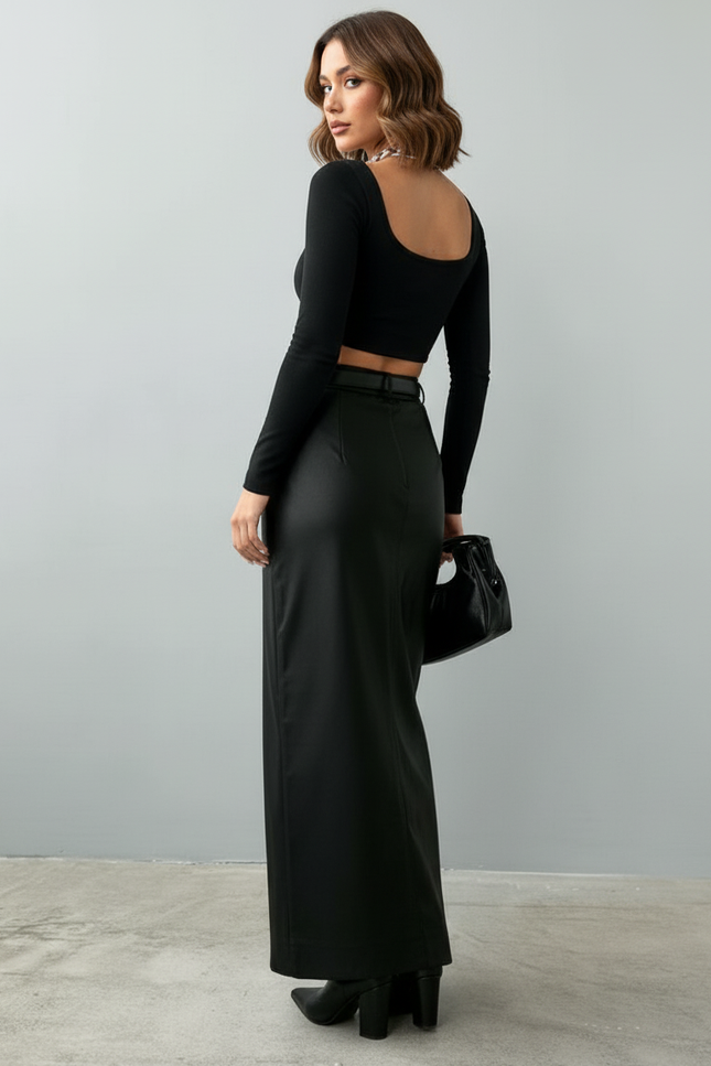 Jupe Noir Moulante Longue