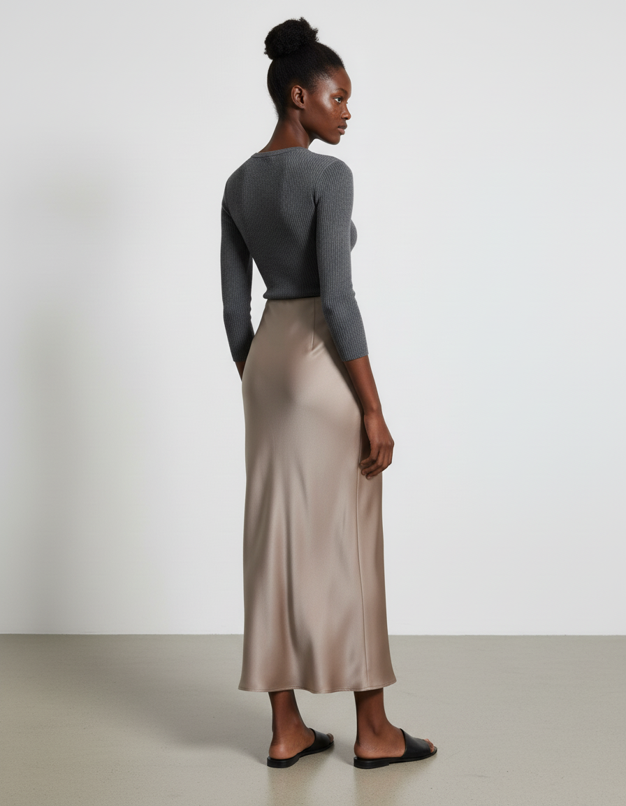 Jupe Longue Satin Fluide Élégante