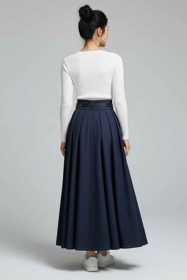 Jupe Bleu Marine Mi-Longue