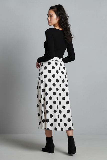 Jupe Longue Pois Noirs Vintage