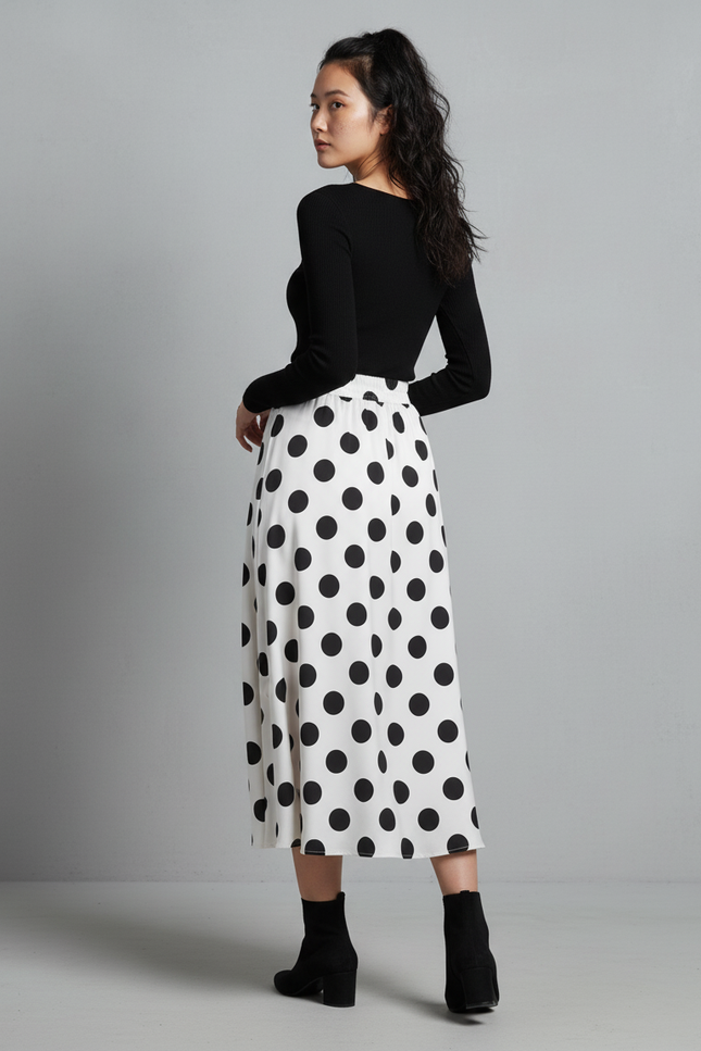 Jupe Longue Pois Noirs Vintage