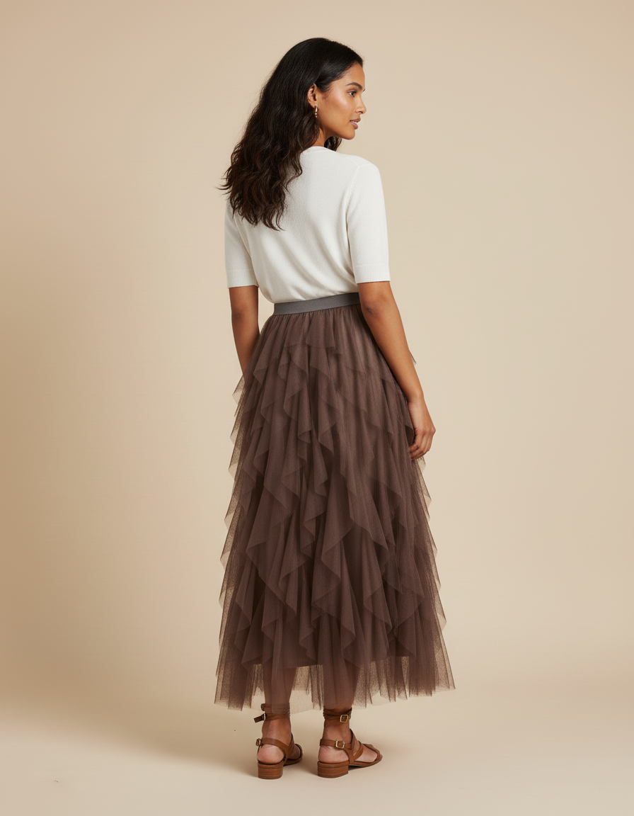 Jupe Longue Tulle Volantée Chic