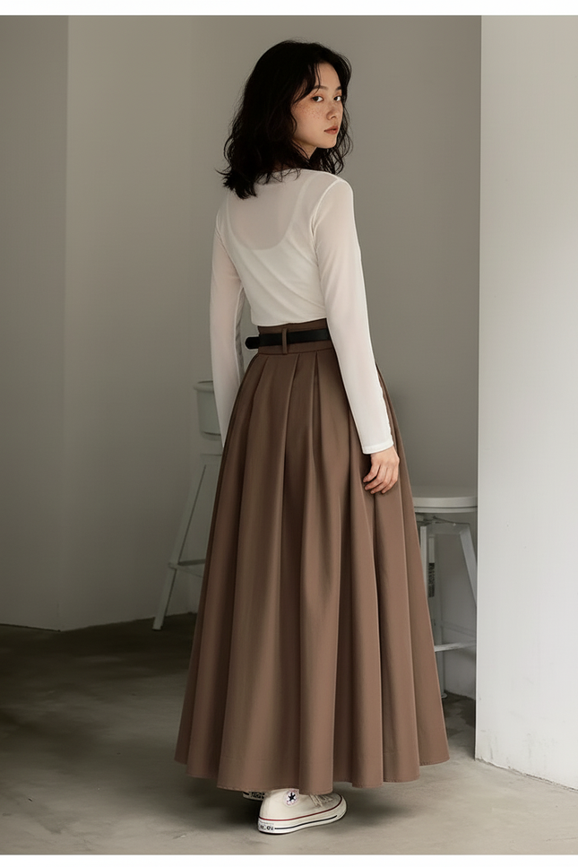 Jupe Longue Marron Fluide Élégante
