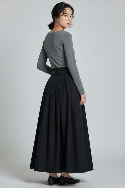 Jupe Patineuse Noire Longue