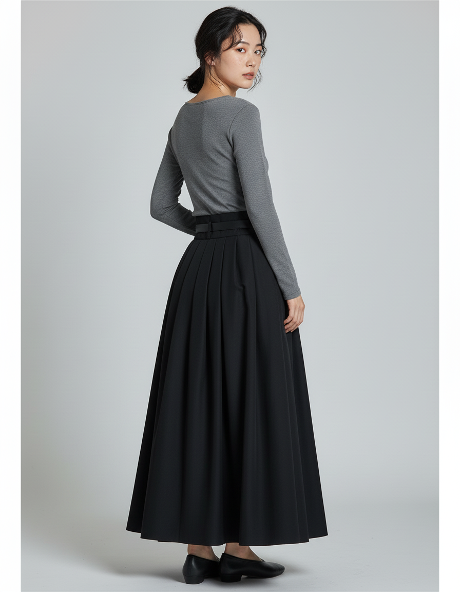 Jupe Patineuse Noire Longue