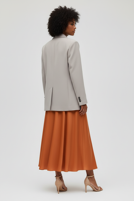 Jupe Longue Terracotta Satin Élégante
