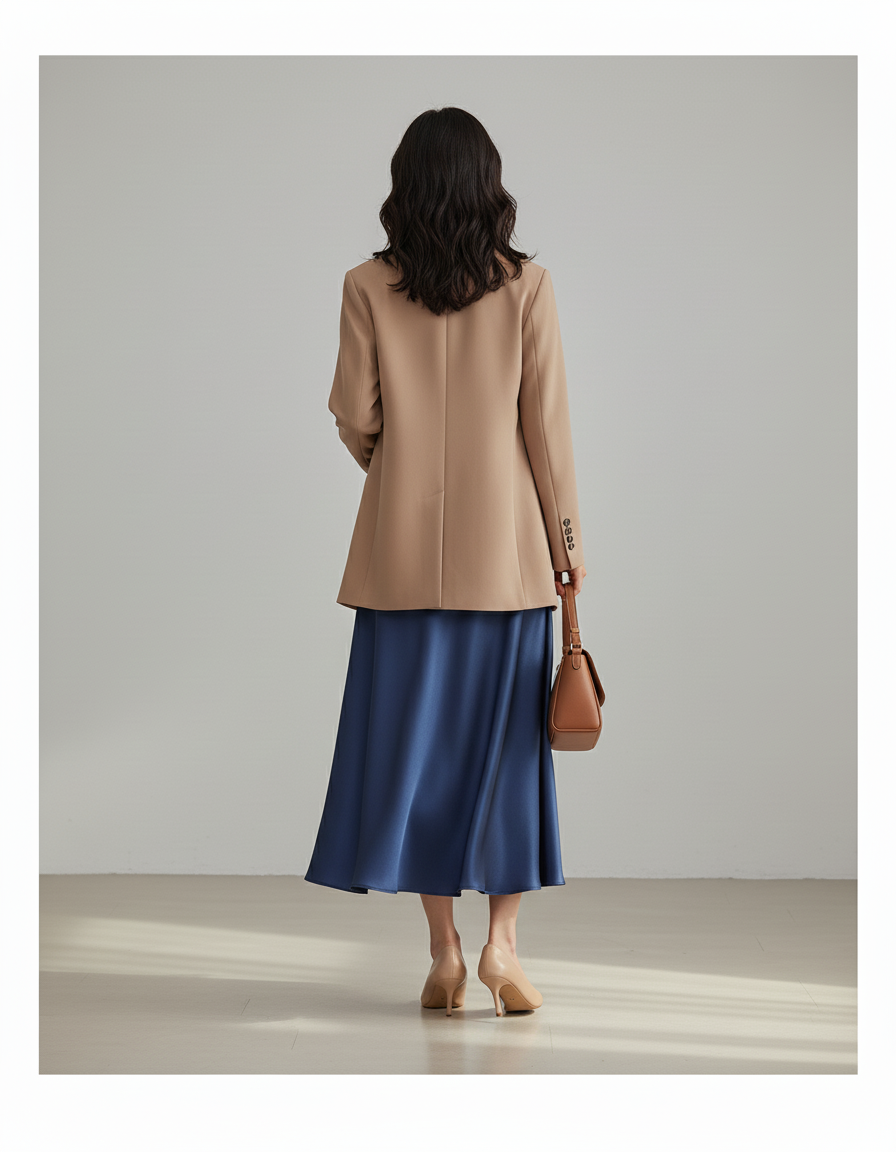 Jupe Longue Bleue Satinée Élégante