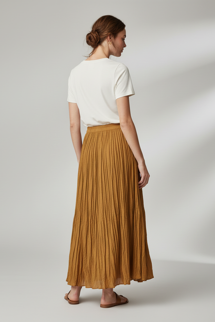 Jupe Plissée Longue Jaune