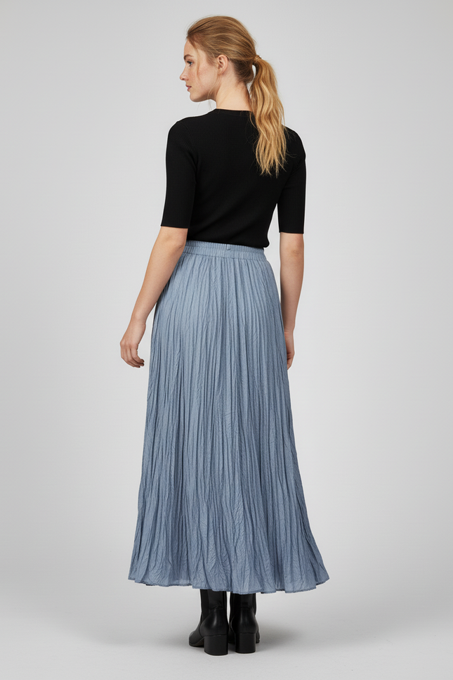 Jupe Longue Bleue Plissée Fluide