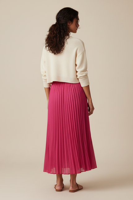 Jupe Longue Rose Plissée Fluide Bohème