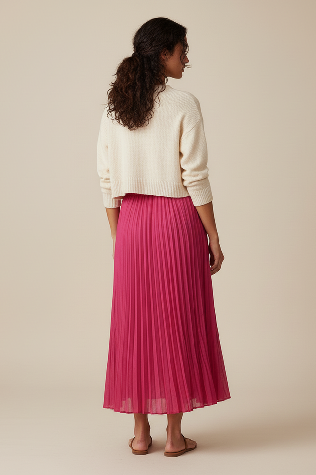 Jupe Longue Rose Plissée Fluide Bohème