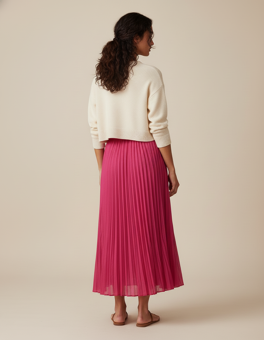 Jupe Longue Rose Plissée Fluide Bohème