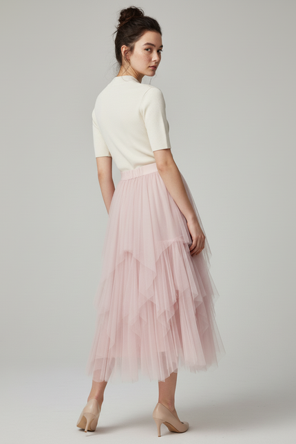Jupe Longue Tulle Rose
