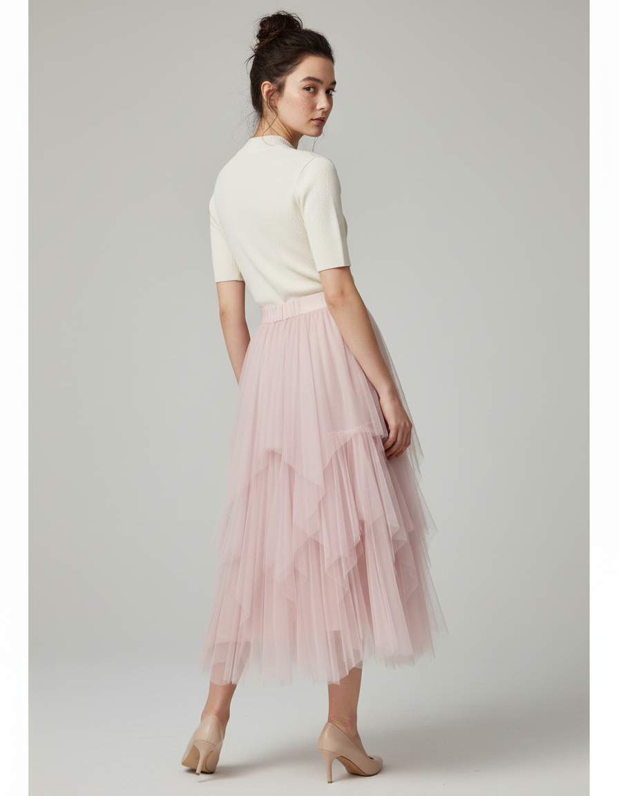 Jupe Longue Tulle Rose