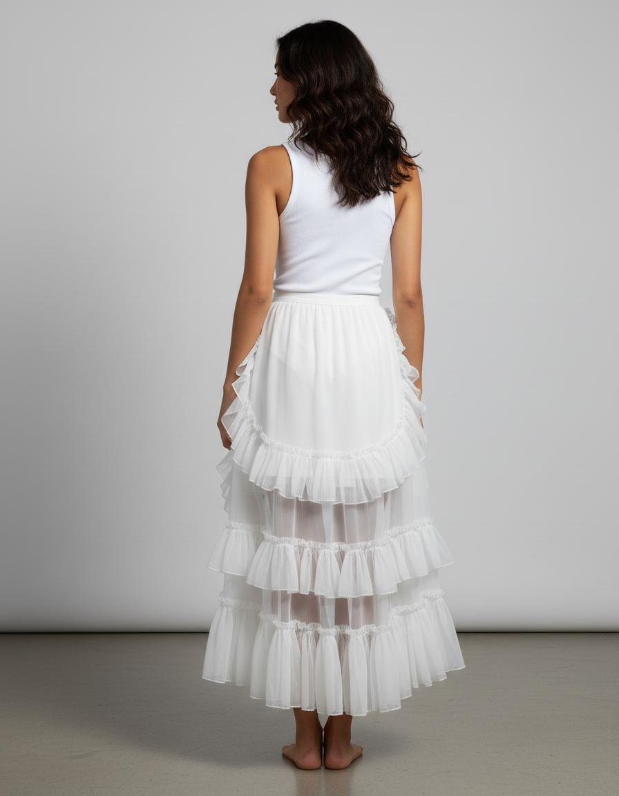 Jupe Longue Blanche Asymétrique Fluide