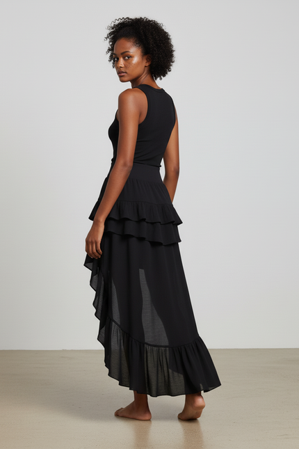 Jupe Longue Noire Volants Gothique