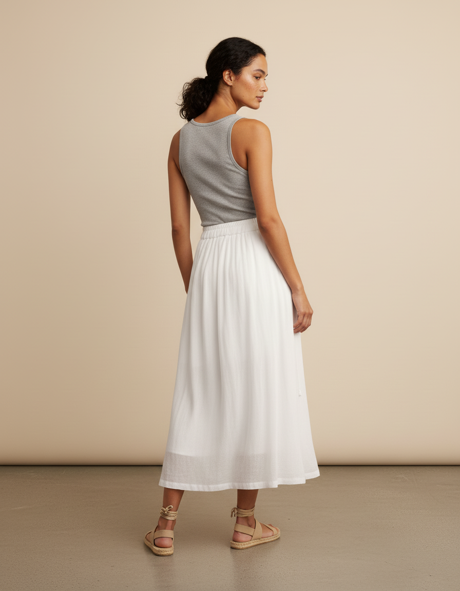 Jupe Longue Blanche Broderie Bohème