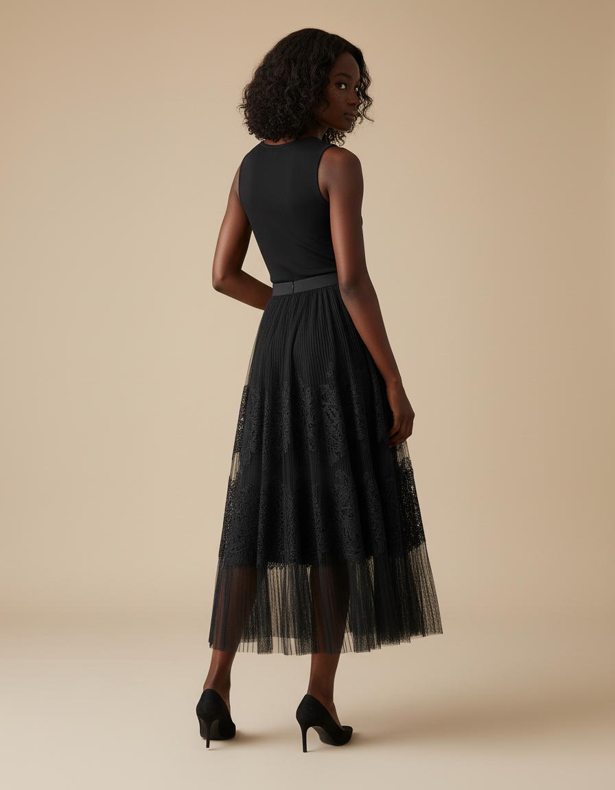 Jupe Longue Tulle Dentelle Élégante