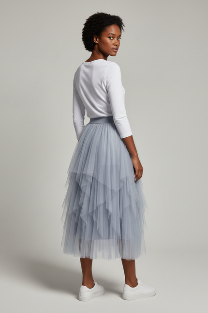 Jupe Longue Tulle Bleu