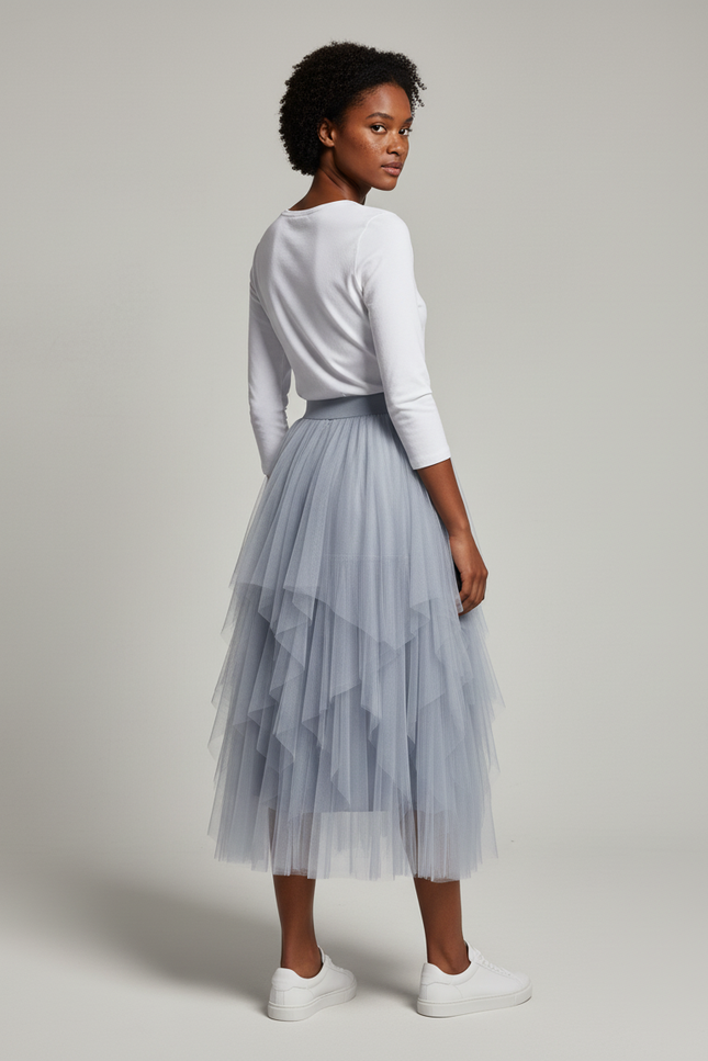 Jupe Longue Tulle Bleu
