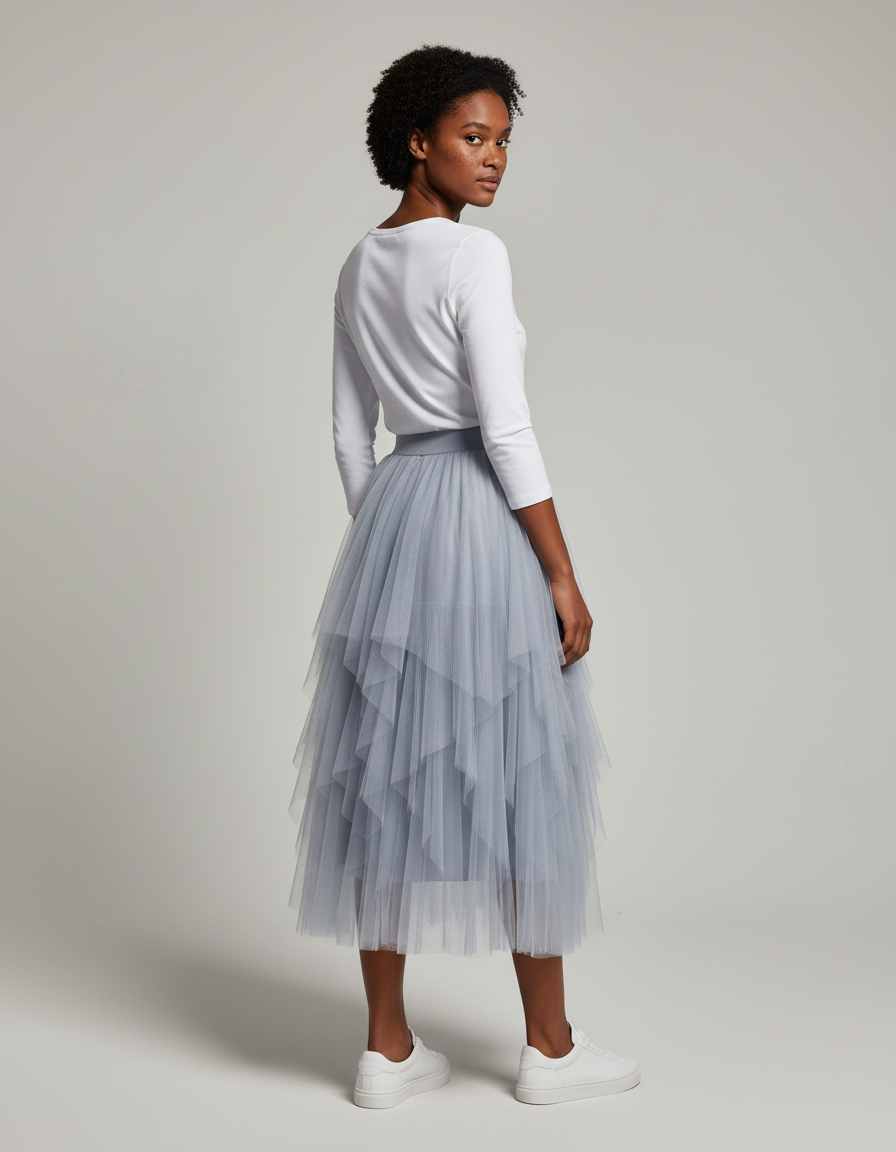 Jupe Longue Tulle Bleu