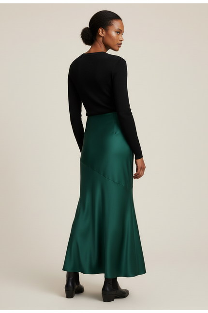 Jupe Longue Vert Émeraude Coupe Sirène Élégante