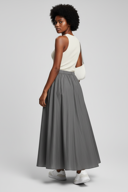 Jupe Longue Grise Fluide Décontractée