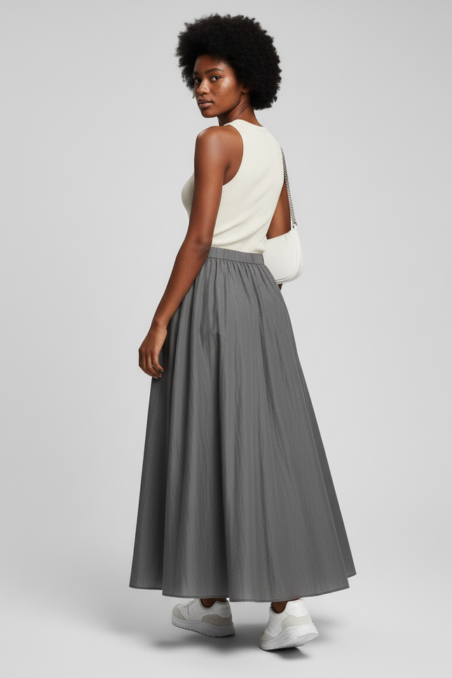 Jupe Longue Grise Fluide Décontractée