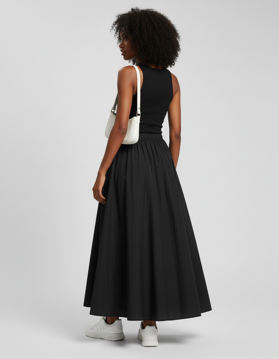 Jupe Longue Noire Ample Fluide
