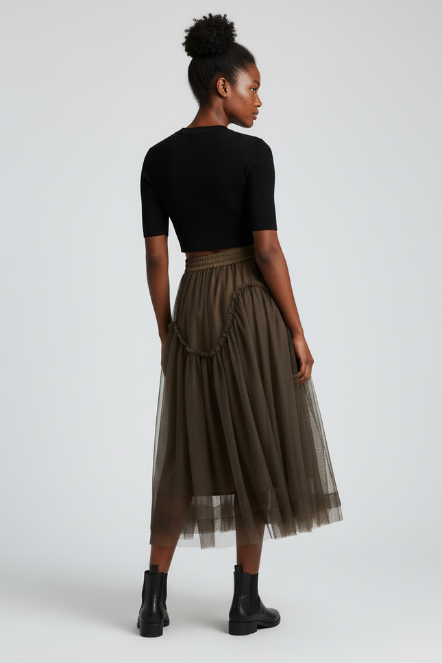 Jupe Longue Tulle Volants Élégante Femme