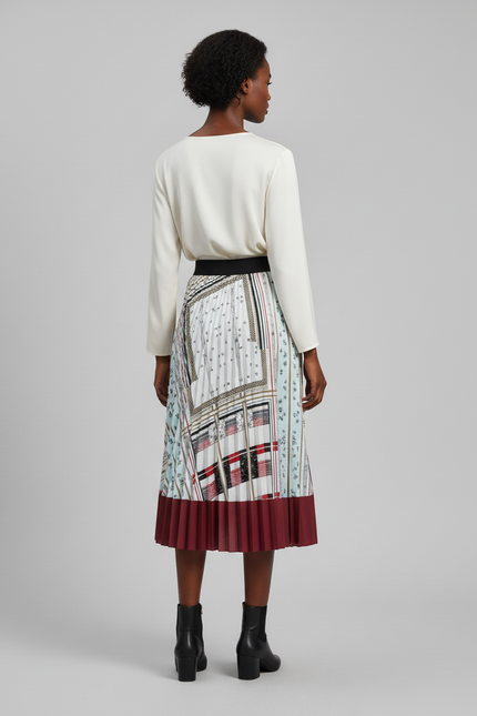 Jupe Longue Plissée Imprimée Élégante Bohème