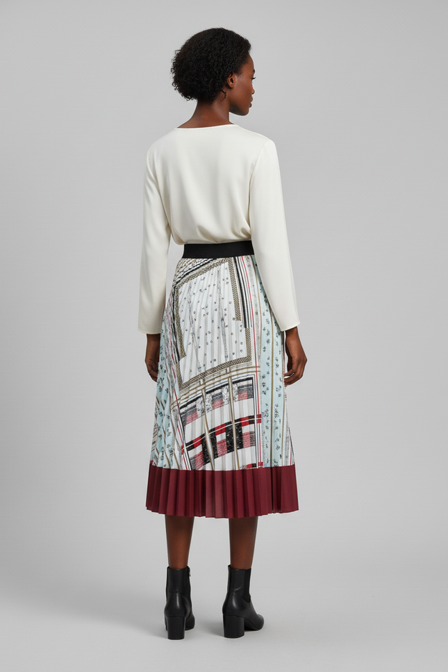 Jupe Longue Plissée Imprimée Élégante Bohème