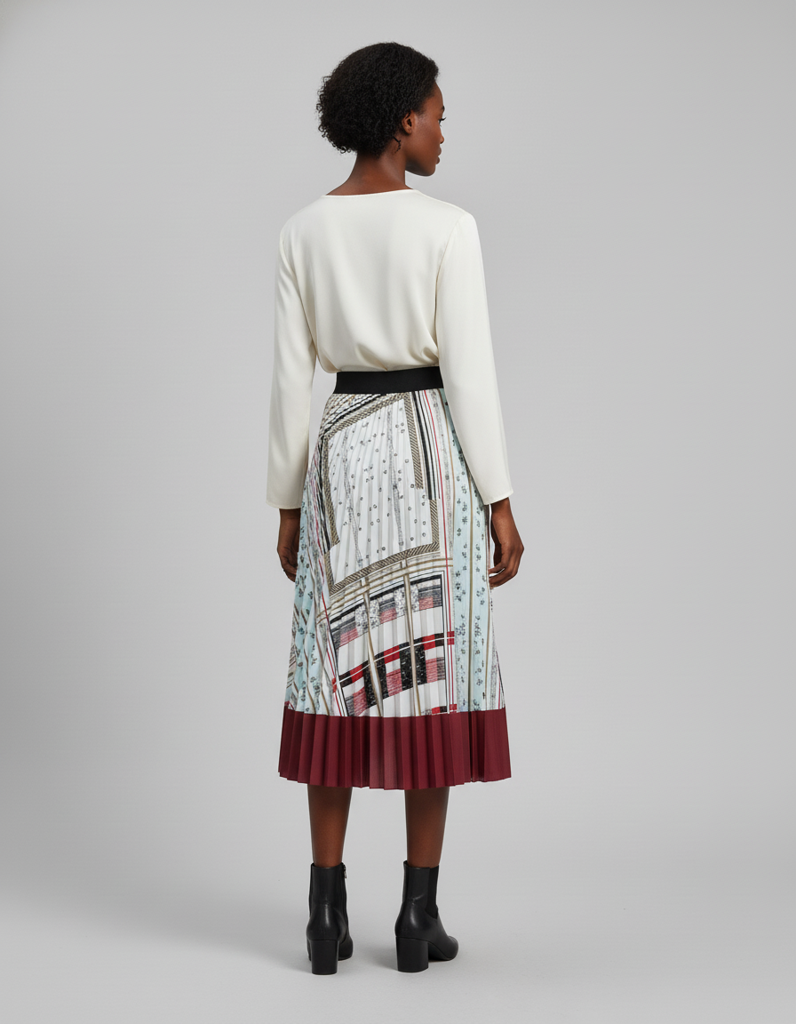 Jupe Longue Plissée Imprimée Élégante Bohème