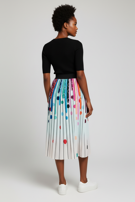 Jupe Longue Plissée Imprimé Coloré Chic