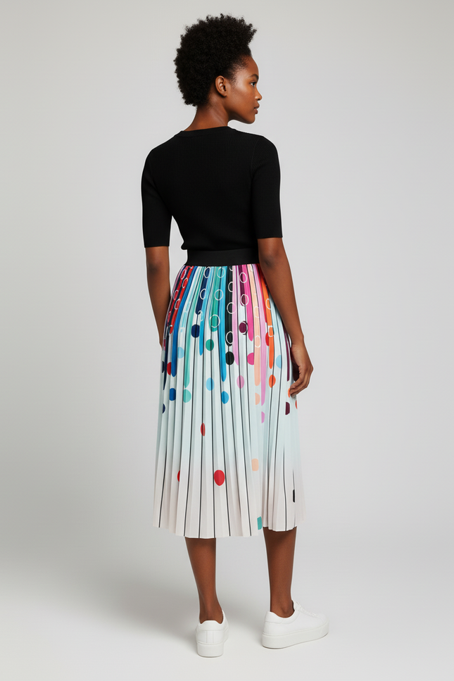 Jupe Longue Plissée Imprimé Coloré Chic